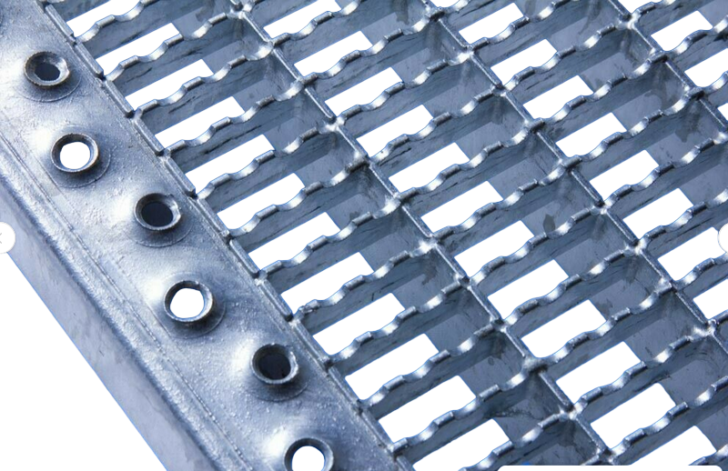 Gitterroststufe mit Gleitschutz/Rutschhemmung